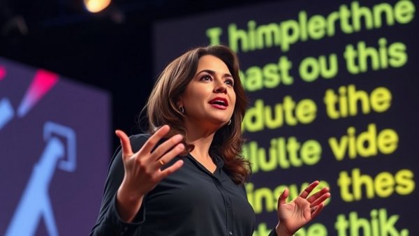 Your Voice Matters in Real Estate: Woman speaking passionately on stage.