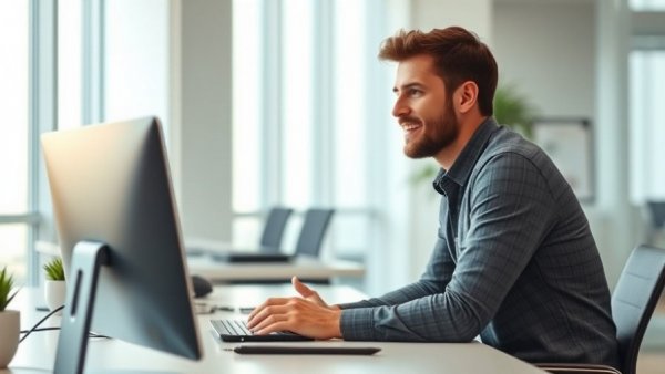 Casually dressed man at an office desk, engaged in conversation; worst job interview.