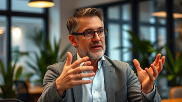 Middle-aged man discussing financial tips for a tax write-off.