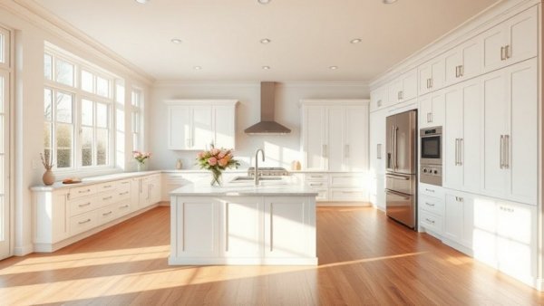 Modern kitchen showcasing move-in ready elegance with white cabinets.
