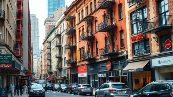 Historic NYC buildings representing tenant relocation rights.