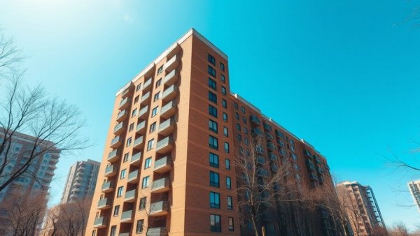Willets Point housing lottery, modern residential building under clear sky.