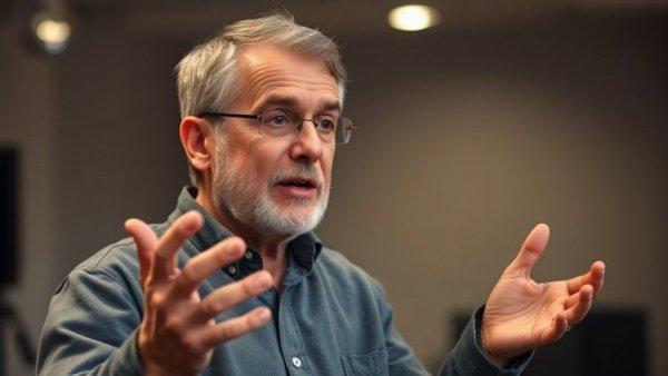 Middle-aged man discussing Silent Partner Dangers with microphone.
