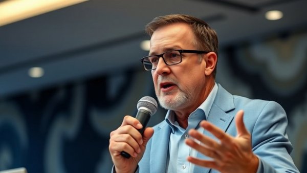 A man discussing investor negotiations indoors with focused expression.