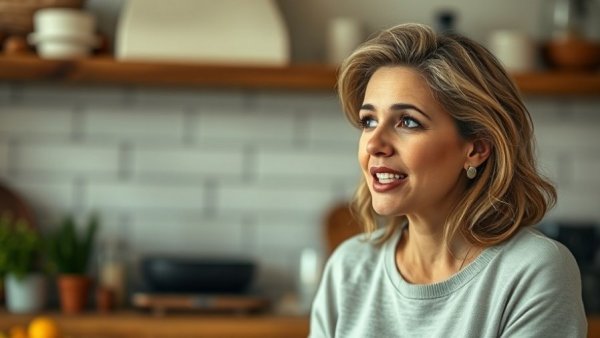 Mindful real estate advice from engaged speaker in cozy kitchen.