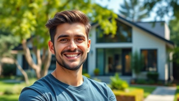 $8,000/month cash flow success story with smiling young man.