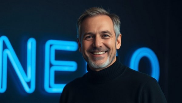 Theme for Your 2026: Warm smile, neon background, ambient light.