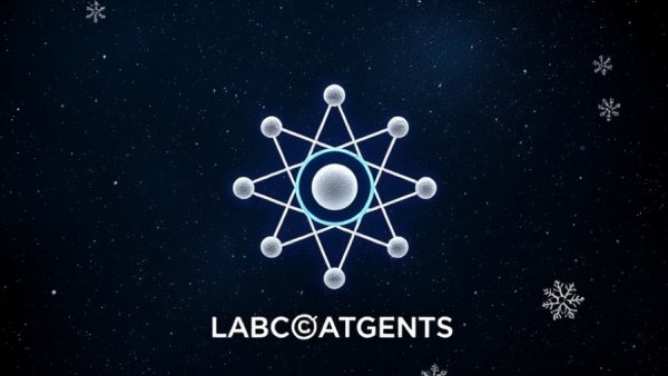 Stylized atomic logo with cosmic background depicting AI tools for real estate agents.