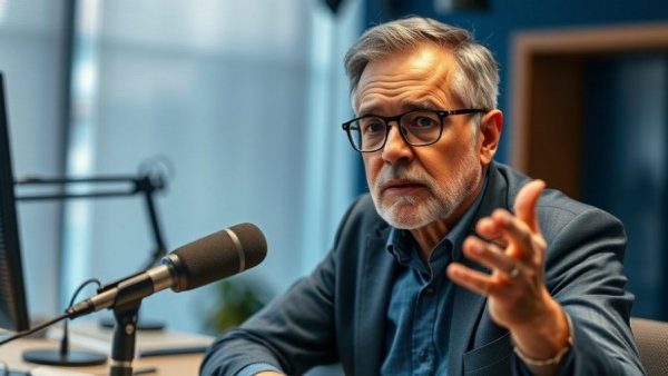 Middle-aged man discusses S-Corp benefits in a studio.