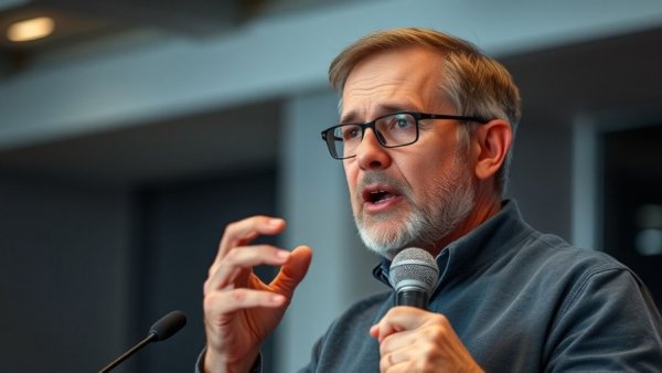 Man discussing protecting family business strategies with a microphone.