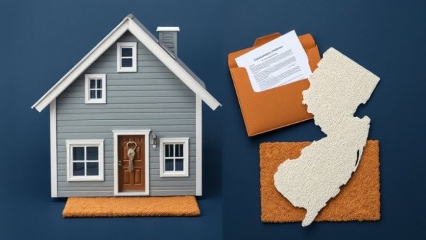 Collage of house, key, and documents symbolizing New Jersey reverse mortgage rules.