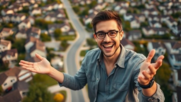 Real estate investing success story with vibrant overlay.