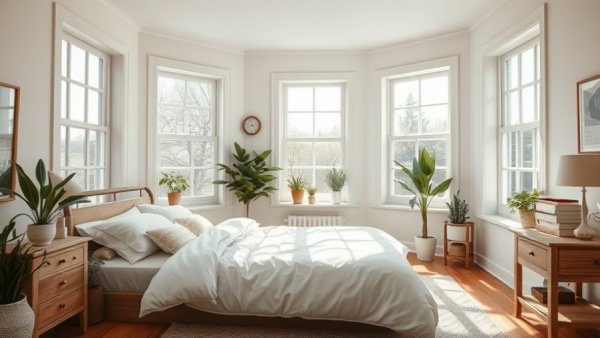 Bright and cozy bedroom with natural light, featuring home design tips for lifestyle.