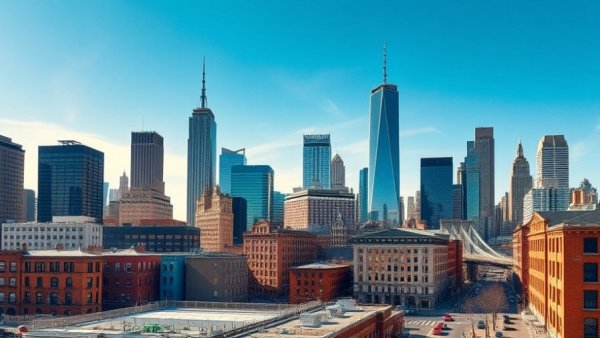 Brooklyn skyline with modern buildings, real estate market overview.