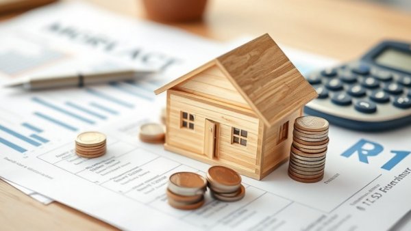 Trends mortgage lenders 2026: House model and coins on financial documents.