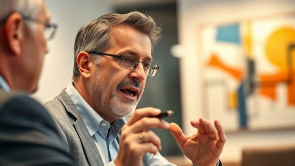 Man discussing goals in a conference room, Make More Small Goals theme.