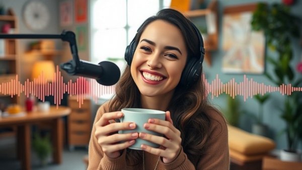 Smiling woman in podcast about maximizing efficiency with Google Sheets.