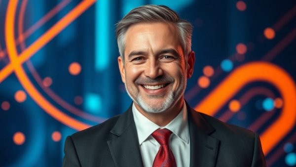 Professional businessman portrait, modern graphic design, Hartford real estate market trends