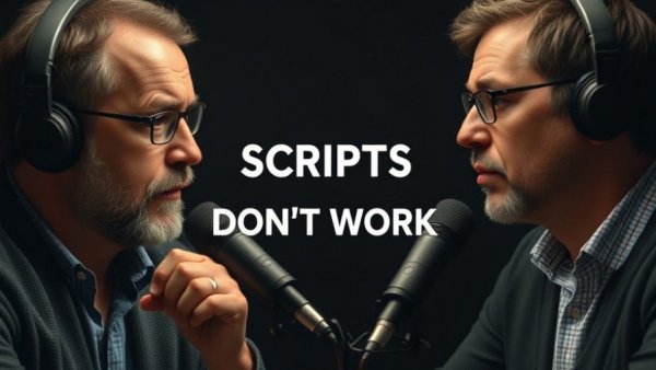 Podcast discussion on why scripts don't work in sales, G.U.T.S. Sales Method.