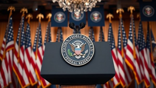 Presidential podium prepared for Trump Fed Chair announcement.