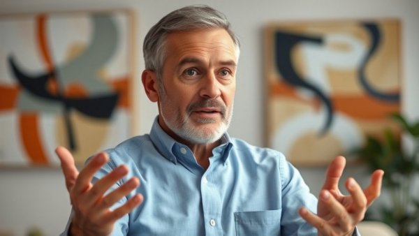 Confident man explaining tax write-offs in office setting.