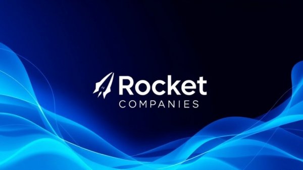 Rocket Companies logo on a futuristic blue abstract background.
