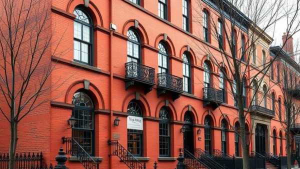 Mayor Jimmy Walker's House, historic red brick townhouse with arched windows.