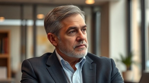 Middle-aged professional discussing LLC minutes importance in office.