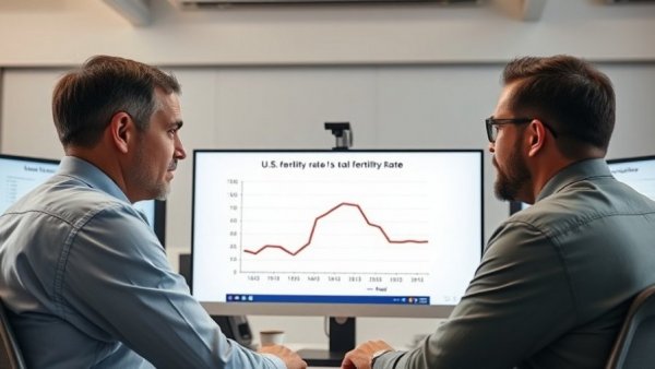 Experts discussing U.S. fertility rate graph trends in video call.