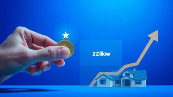 Zillow marketing campaign illustration with house and coin
