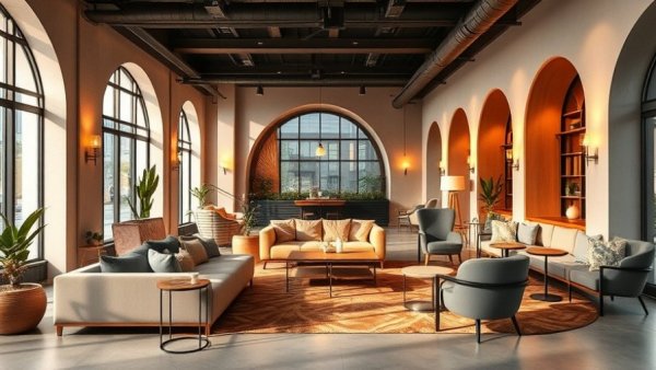 Modern co-living room in NYC showcasing stylish decor.