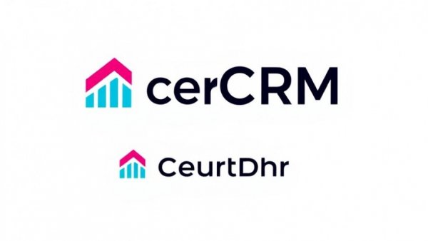 Modern CRM platform logo design for best real estate CRMs 2026.