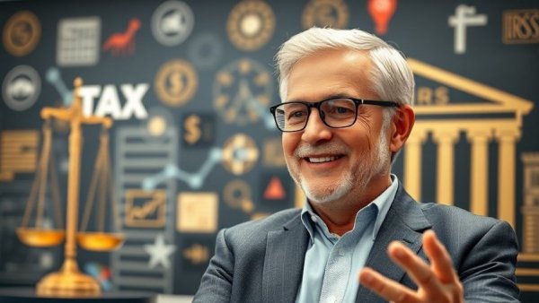 Smart tax strategies cover with confident speaker and icons.