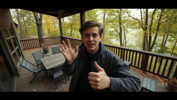 Person gesturing on Airbnb patio highlighting insurance coverage risks.