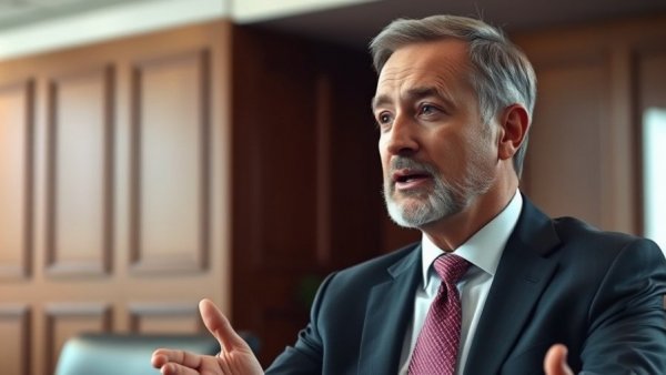 Middle-aged man in a suit discussing IRA Owned LLC in an office setting.