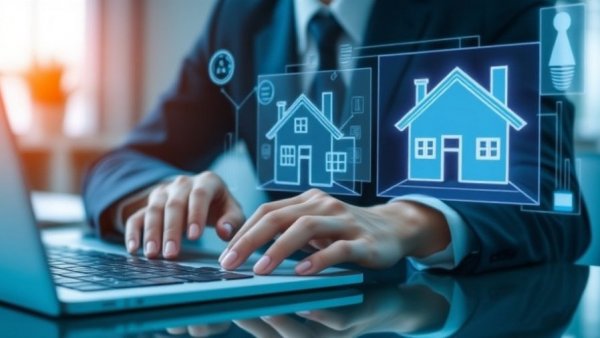 AI Operating System for Real Estate: digital interface over laptop.