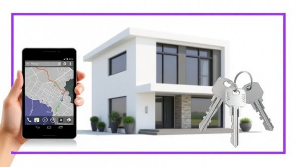 Modern house with CRMLS app showing on devices.