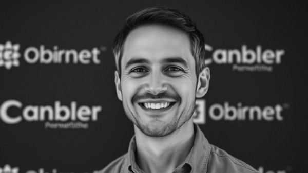 Real estate video marketing portrait with dark backdrop and branding.