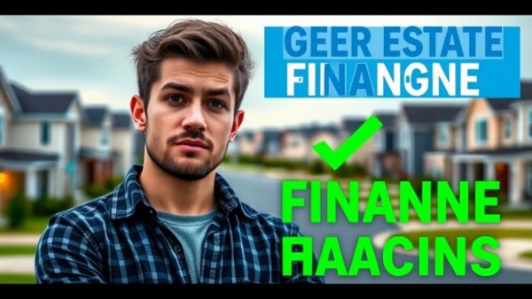 Real estate financing options promotional image with a thoughtful man and text highlights.