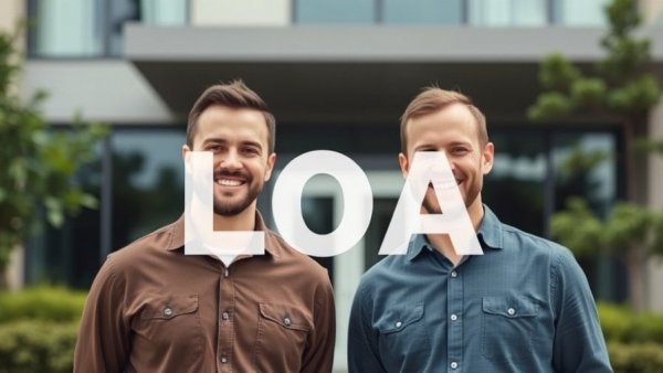 Minimalist real estate theme with two men, adding new listings monthly.