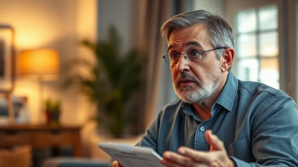 Man discussing 28% tax on collectibles indoors.