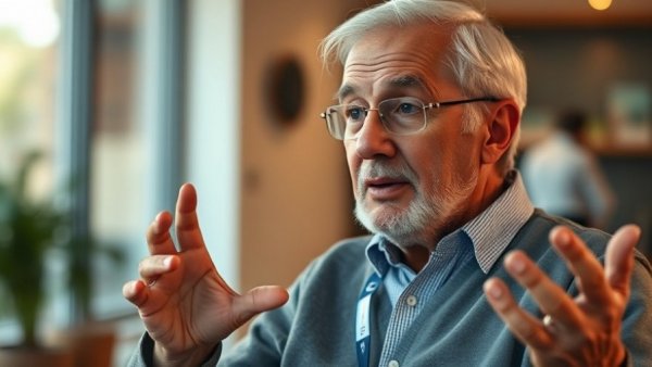 Older man explaining HSA protections from creditors and lawsuits indoors.