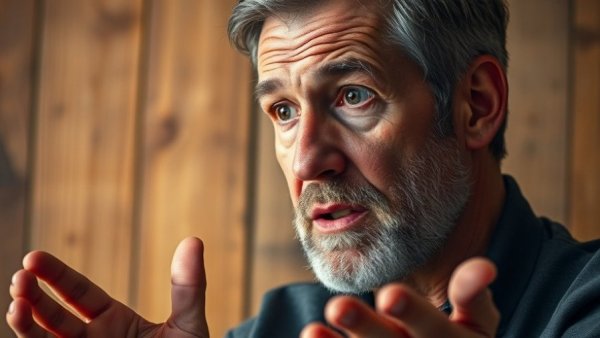 Middle-aged man discussing stable tax strategy with focused expression.