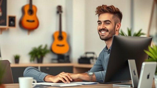 Young man in a modern office discussing future job prospects in the tech industry.