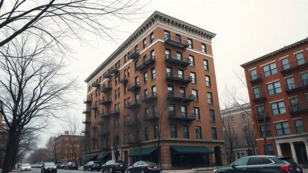 The Esperanto at 229 West 105th Street, historic urban apartment building with fire escapes, winter setting.