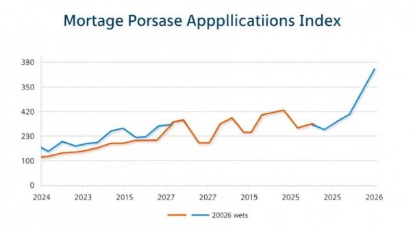 Mortgage Purchase Applications Index graph showing trends with years 2025 and 2026 data.