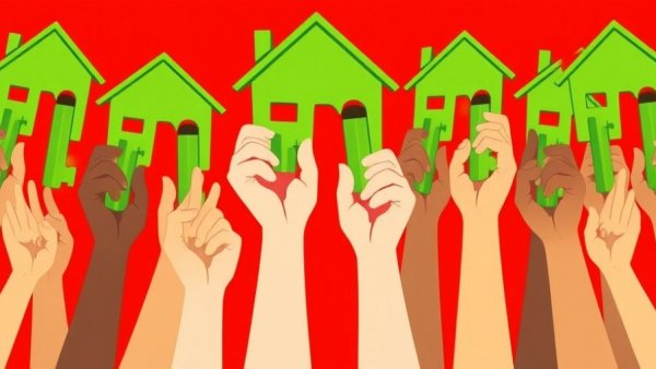 Illustrative depiction of winner's curse in real estate with hands reaching for house key.