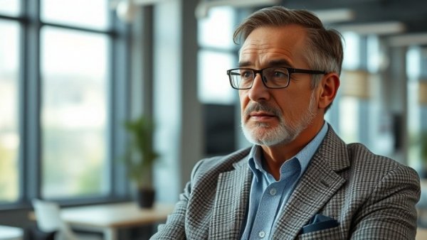 Middle-aged man explaining the easiest tax strategy that saves you thousands in a modern office.