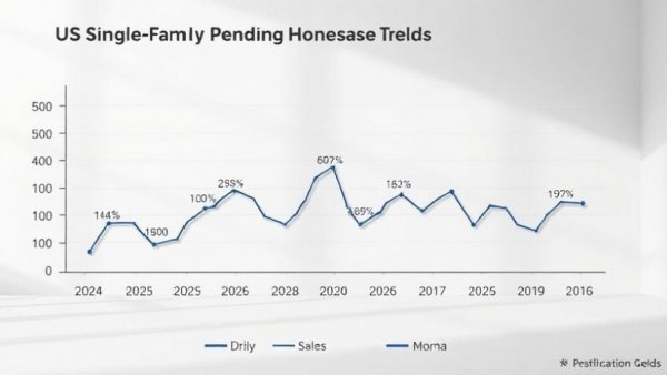Line graph of pending home sales growth in US single-family sector.