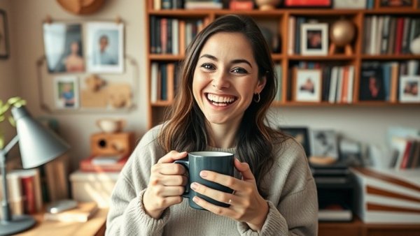 Cheerful woman discusses Instagram mistakes realtors make in a podcast.